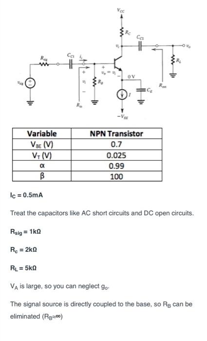 V Res Variable Vbe V Vt V X B Ca 4 Rc Ca Ov V Npn Transistor 0 7 0 025 0 99 100 R V Lc 0 5ma Treat The Capaci 1