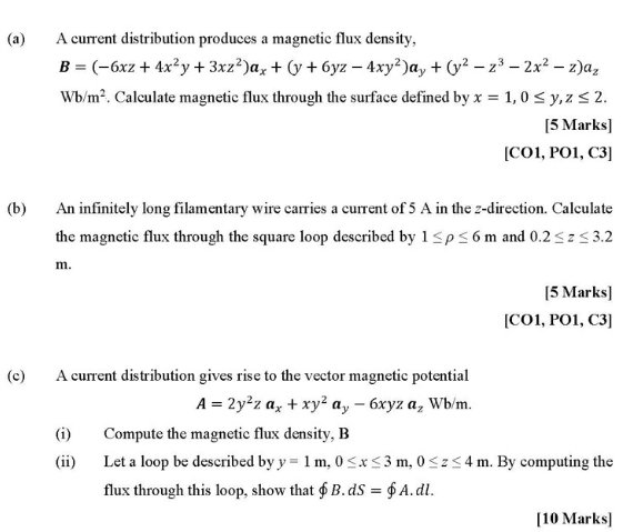 A B C A Current Distribution Produces A Magnetic Flux Density B 6xz 4x Y 3xz Ax Y 6yz 4xy Ay 1