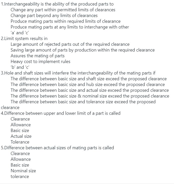 1 Interchangeability Is The Ability Of The Produced Parts To Change Any Part Within Permitted Limits Of Clearances Chang 1