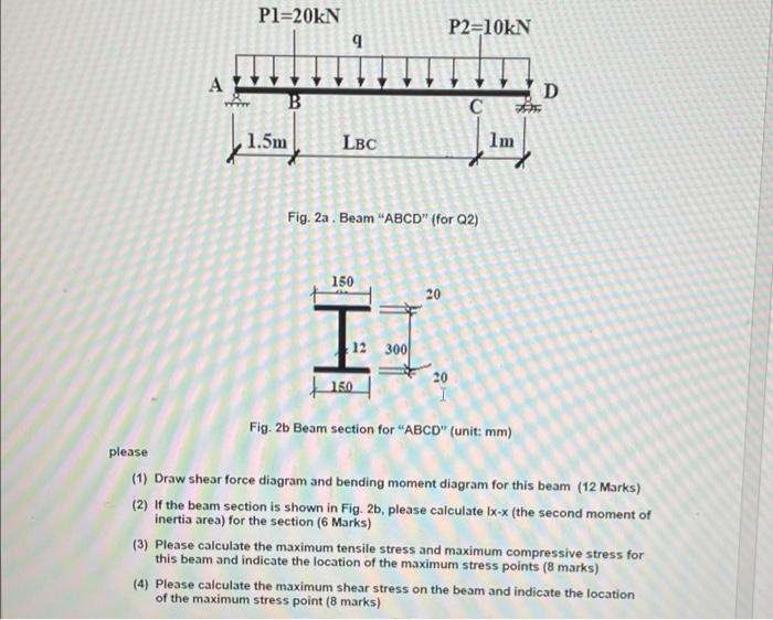 Q2 A Simply Supported Beam Abcd Is Shown As Below Where A Is A Pinned Support D Is A Roller Suppport Lbc 4 4 2