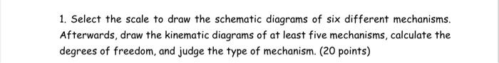 1 Select The Scale To Draw The Schematic Diagrams Of Six Different Mechanisms Afterwards Draw The Kinematic Diagrams 1