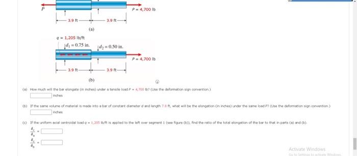 A Steel Bar Is 7 Ft Long And Has A Circular Cross Section Of Diameter D 0 75 In Over One Half Of Its Length And Diamet 2