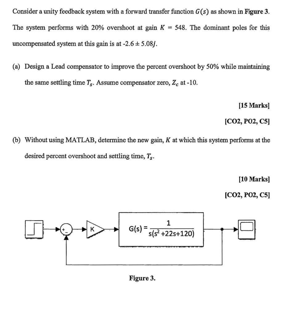 Consider A Unity Feedback System With A Forward Transfer Function G S As Shown In Figure 3 The System Performs With 20 1