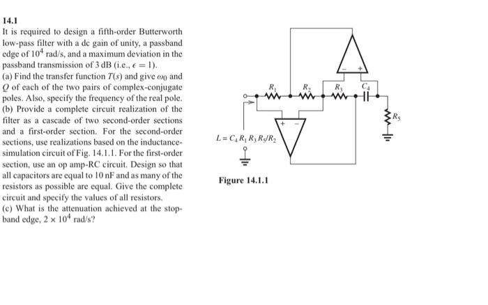 R Wh 14 1 It Is Required To Design A Fifth Order Butterworth Low Pass Filter With A De Gain Of Unity A Passband Edge Of 1
