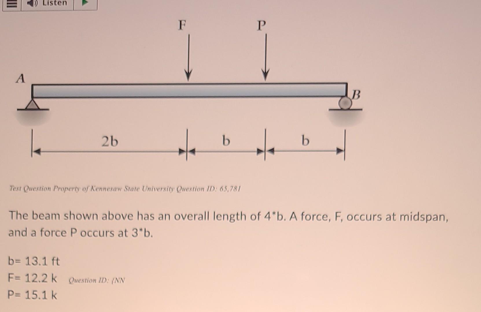 Iii A Listen A 2b F B Test Question Property Of Kennesaw State University Question Id 65 781 B 13 1 Ft F 12 2 K Quest 1