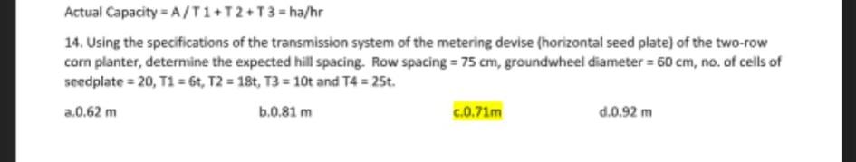 Actual Capacity A T1 T2 T3 Ha Hr 14 Using The Specifications Of The Transmission System Of The Metering Devise Horizo 1