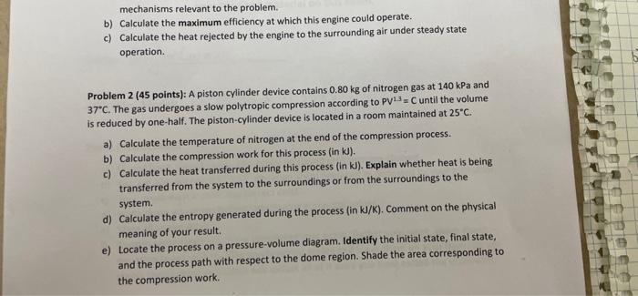 Mechanisms Relevant To The Problem B Calculate The Maximum Efficiency At Which This Engine Could Operate C Calculate 1