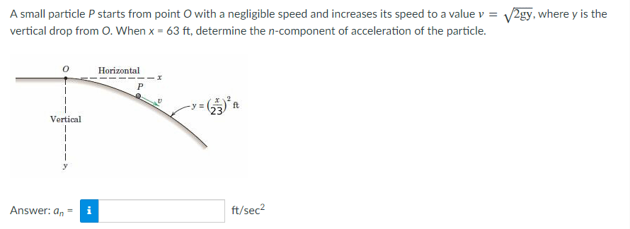 A Small Particle P Starts From Point O With A Negligible Speed And Increases Its Speed To A Value V 2gy Where Y Is T 1