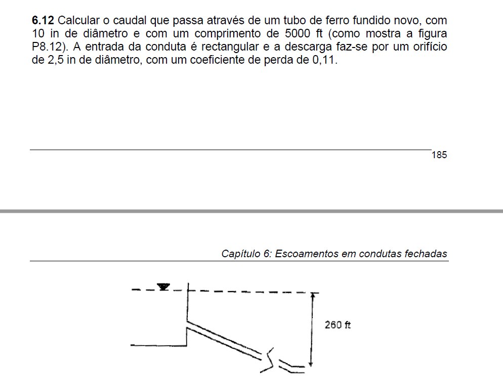 Can Someone Please Help Solving This Question Its In Portuguese Calculate The Flow Rate Of A Cast Iron Tube With 10 I 1