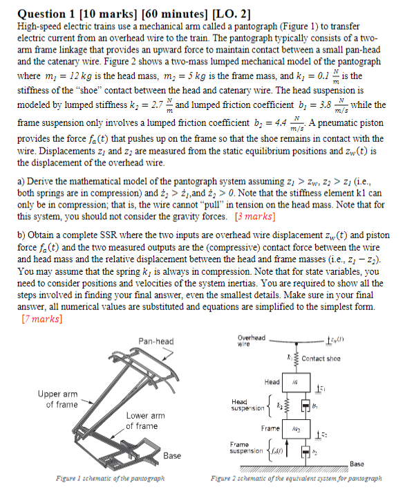 Question 1 10 Marks 60 Minutes Lo 2 M High Speed Electric Trains Use A Mechanical Arm Called A Pantograph Figure 1