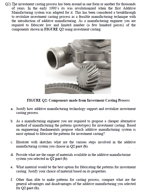 Q2 The Investment Casting Process Has Been Around In One Form Or Another For Thousands Of Years In The Early 1990 S It 1
