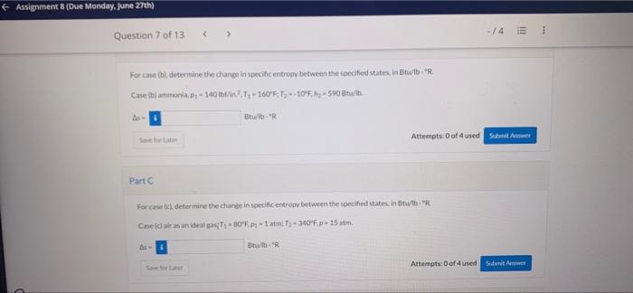 Question 7 Of 13 View Policies Current Attempt In Progress Using The Appropriate Tables Determine The Change In Specifi 2