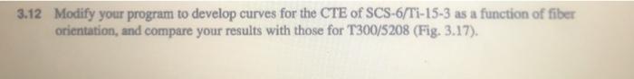 3 12 Modify Your Program To Develop Curves For The Cte Of Scs 6 Ti 15 3 As A Function Of Fiber Orientation And Compare 1