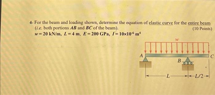4 For The Beam And Loading Shown Determine The Equation Of Elastic Curve For The Entire Beam I E Both Portions Ab An 1