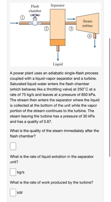 Flash Chamber 2 Separator Steam Turbine Liquid A Power Plant Uses An Adiabatic Single Flash Process Coupled With A Liqui 1