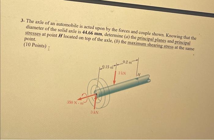 3 The Axle Of An Automobile Is Acted Upon By The Forces And Couple Shown Knowing That The Diameter Of The Solid Axle I 1