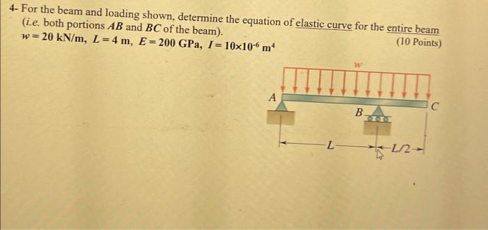 4 For The Beam And Loading Shown Determine The Equation Of Elastic Curve For The Entire Beam I E Both Portions Ab An 1