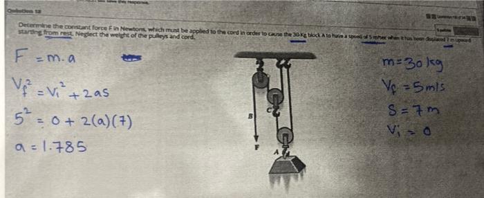 Duten 18 Determine The Constant Force F In Newtons Which Must Be Applied To The Cord In Order To Cause The 30 Kg Block 2