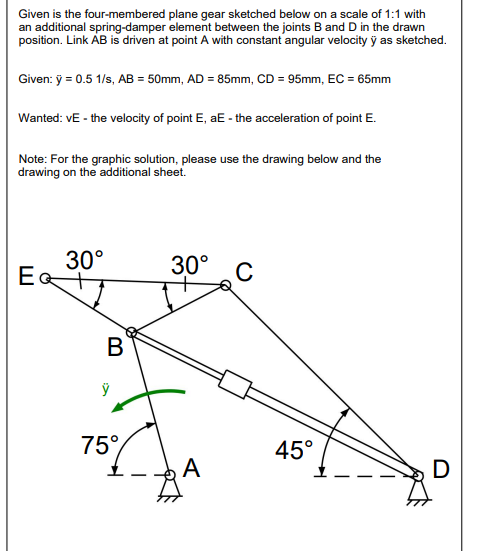 Given Is The Four Membered Plane Gear Sketched Below On A Scale Of 1 1 With An Additional Spring Damper Element Between 1