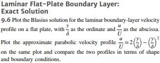Laminar Flat Plate Boundary Layer Exact Solution 9 6 Plot The Blasius Solution For The Laminar Boundary Layer Velocity 1