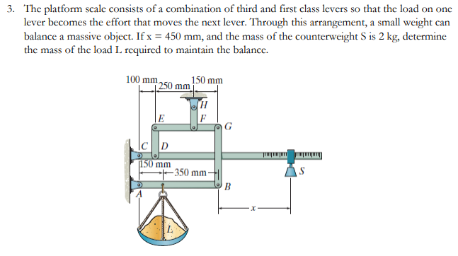 3 The Platform Scale Consists Of A Combination Of Third And First Class Levers So That The Load On One Lever Becomes Th 1