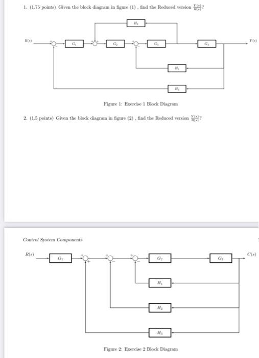 1 1 75 Points Given The Block Diagram In Figure 1 Find The Reduced Version Hd N Y G G G Figure 1 Exercise 1 Blo 1