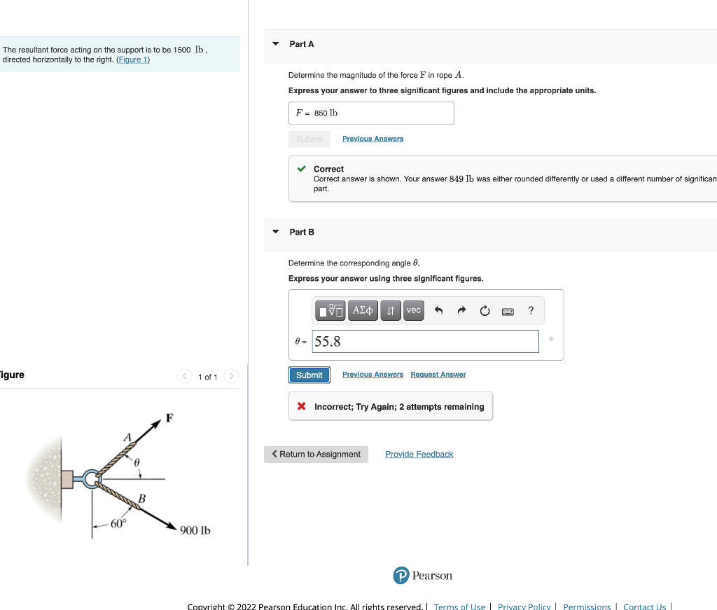 The Resultant Force Acting On The Support Is To Be 1500 Lb Directed Horizontally To The Right Figure 1 Igure K B 60 1