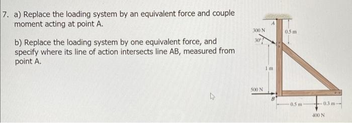 7 A Replace The Loading System By An Equivalent Force And Couple Moment Acting At Point A B Replace The Loading Syst 1
