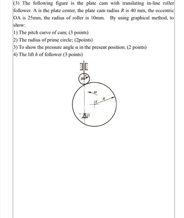3 The Following Figure Is The Plate Cam With Translating In Line Roller Follower A Is The Plate Center The Plate Cam 1