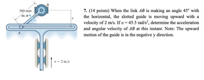 300 Mm W Ak B 2 M S 7 14 Points When The Link Ab Is Making An Angle 45 With The Horizontal The Slotted Guide Is 1