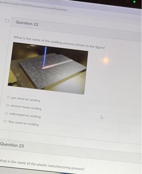 E Com Courses 1583698 Quizzes Secured Lockdown D Question 22 What Is The Name Of The Welding Process Shown In The Figur 1