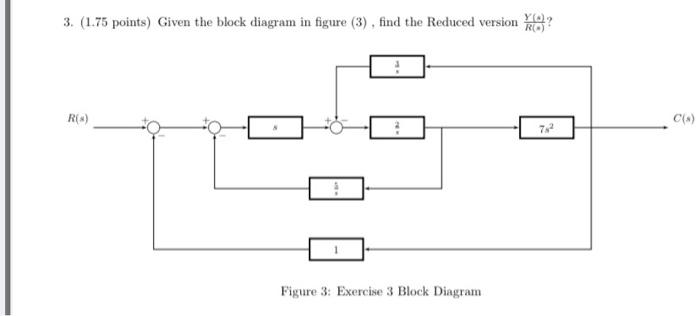 3 1 75 Points Given The Block Diagram In Figure 3 Find The Reduced Version Ko Re Ce 7 2 Figure 3 Exercise 3 1