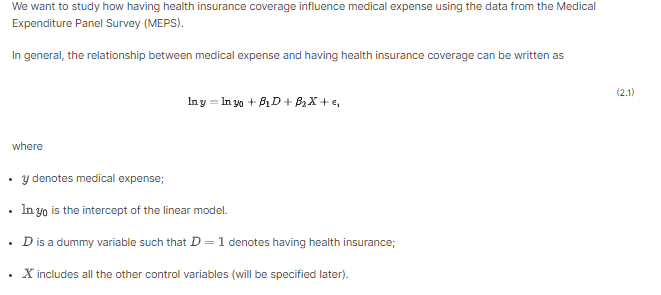We Want To Study How Having Health Insurance Coverage Influence Medical Expense Using The Data From The Medical Expendit 1