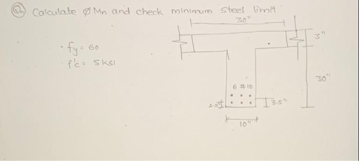 Calculate Mn And Check Minimum Sterel Limit 30 Fy 60 Fe 5ksi 6 10 6 3 5 30 1