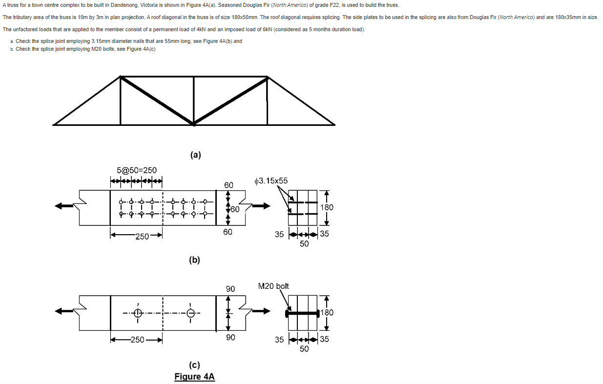 A Truss For A Town Centre Complex To Be Built In Dandenong Victoria Is Shown In Figure 4a A Seasoned Douglas Fir Nor 1