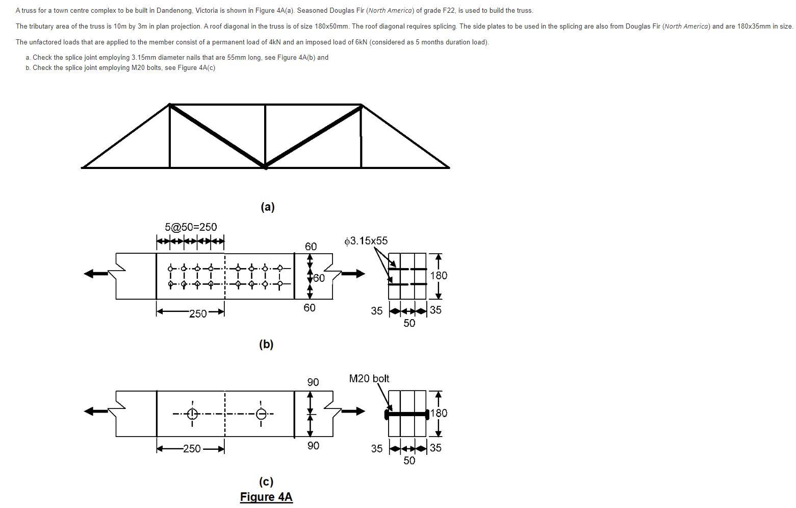A Truss For A Town Centre Complex To Be Built In Dandenong Victoria Is Shown In Figure 4a A Seasoned Douglas Fir Nor 1