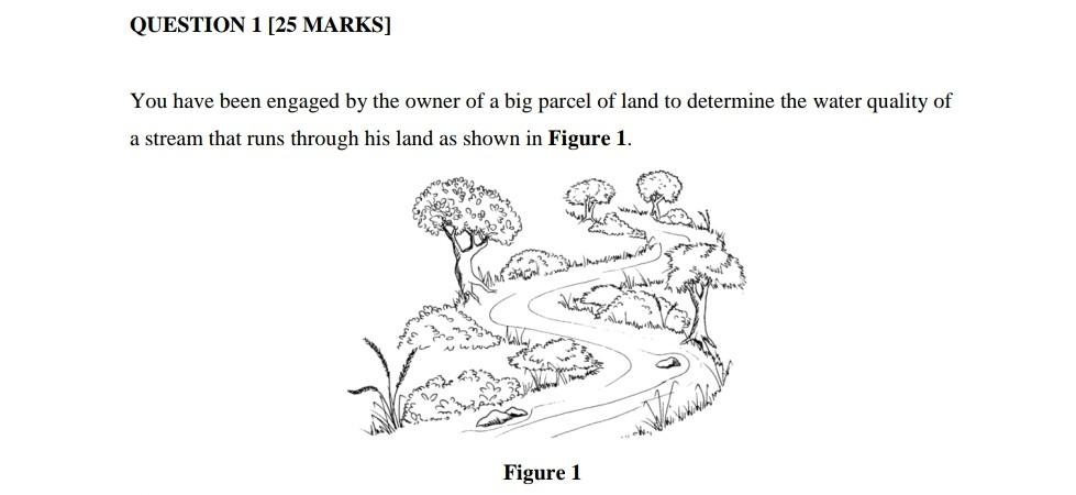 Question 1 25 Marks You Have Been Engaged By The Owner Of A Big Parcel Of Land To Determine The Water Quality Of A Str 1