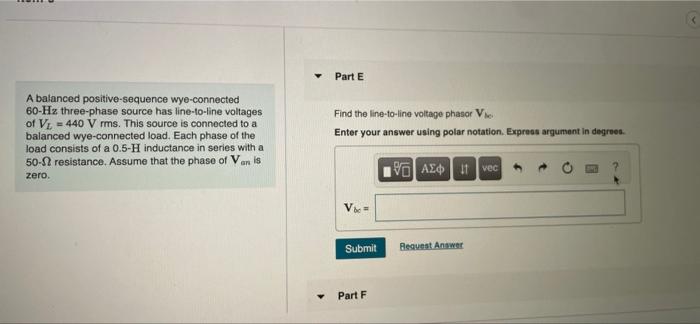 Item 6 6 Of 12 Part A A Balanced Positive Sequence Wyo Connected 60 Hx Three Phase Source Has Line To Line Voltages Of V 5
