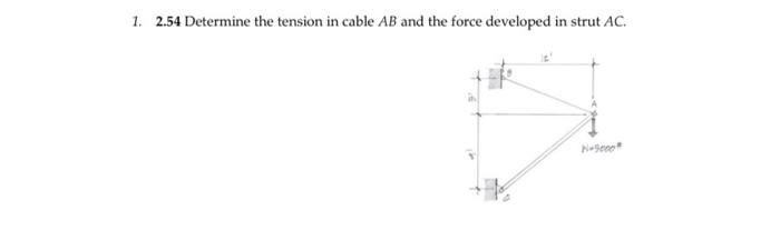 1 2 54 Determine The Tension In Cable Ab And The Force Developed In Strut Ac N 9000 1
