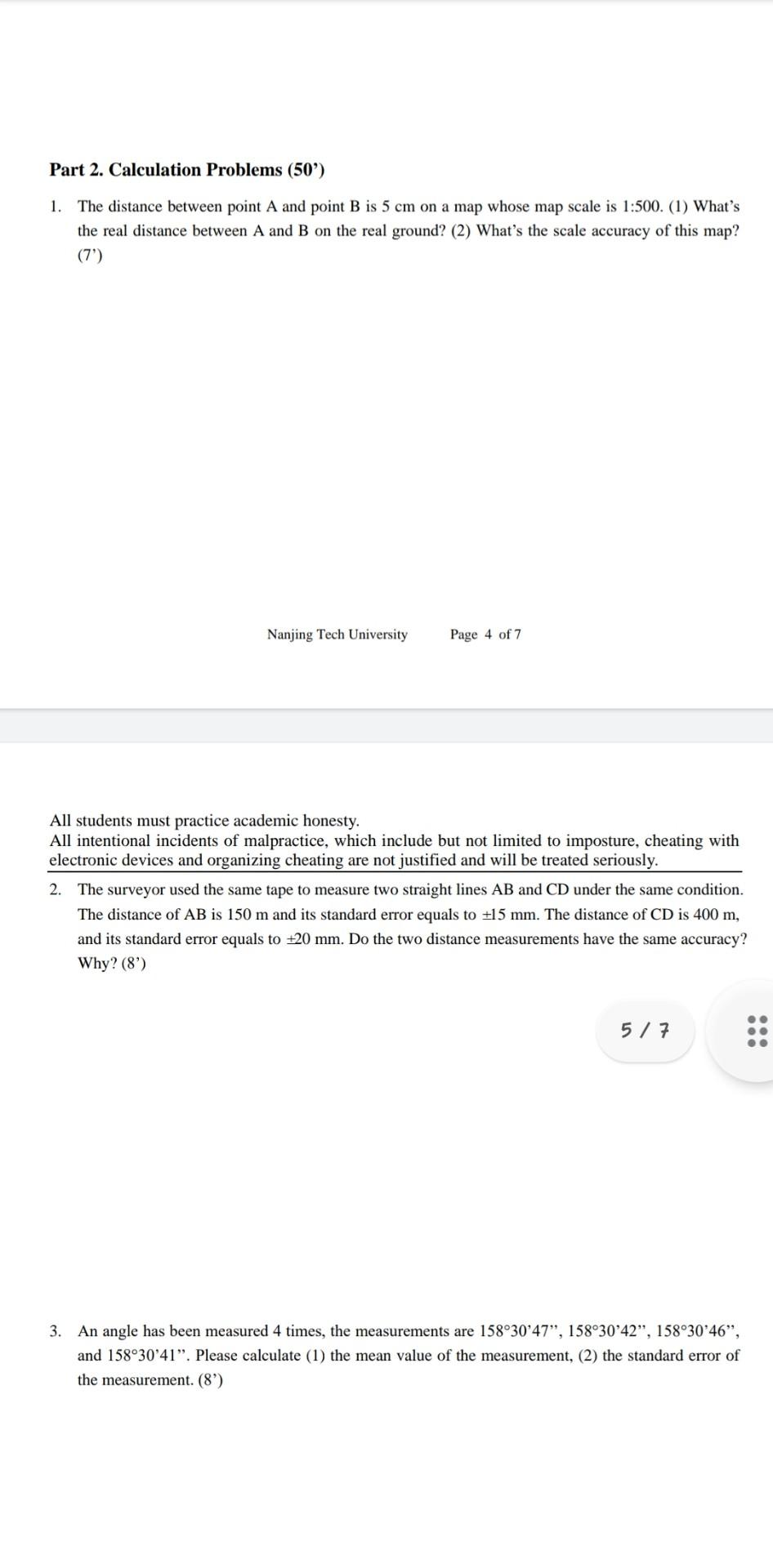 Part 1 Short Answer Questions 50 1 What Are The Basic Measurements In The Surveying 4 2 What Types Of Traverse 3