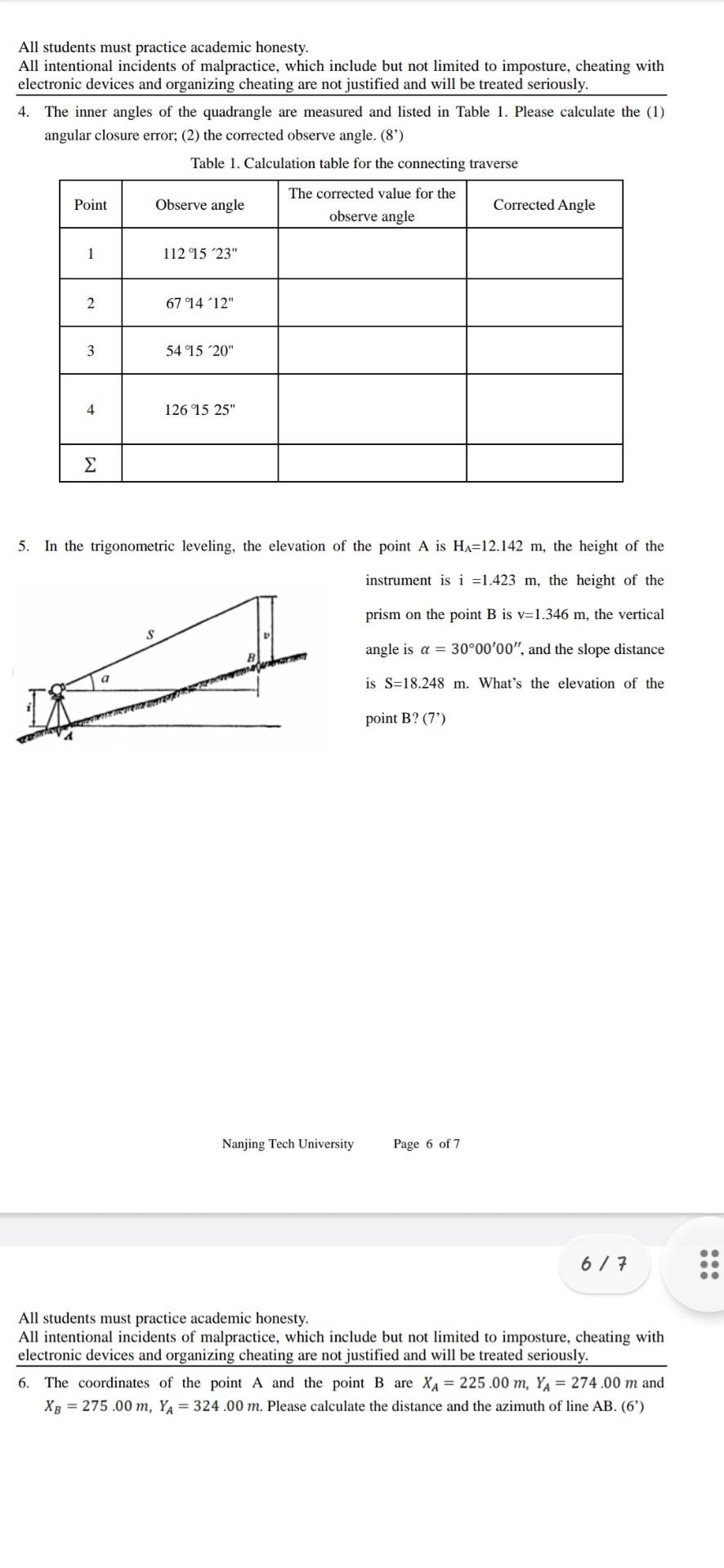 Part 1 Short Answer Questions 50 1 What Are The Basic Measurements In The Surveying 4 2 What Types Of Traverse 4