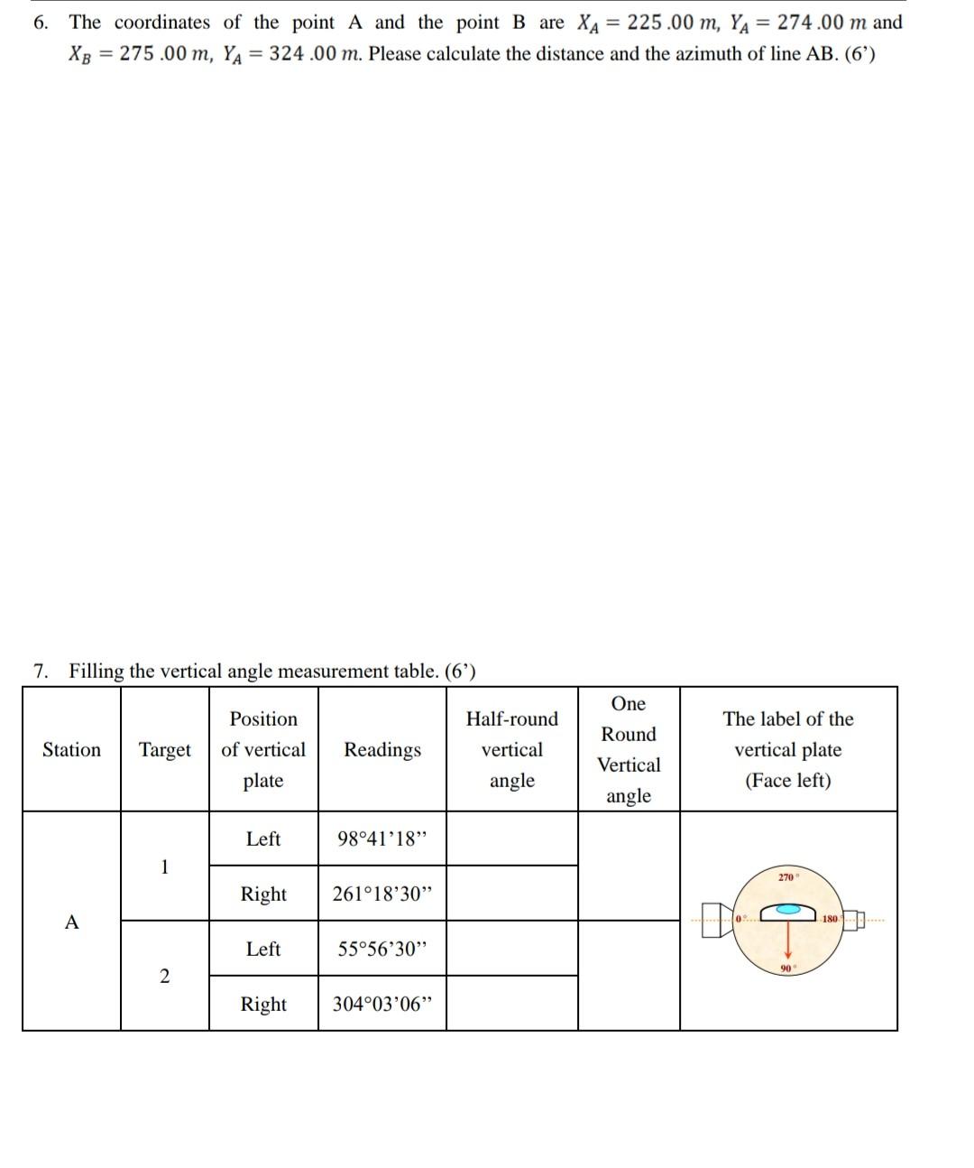 6 The Coordinates Of The Point A And The Point B Are Xa 225 00 M Ya 274 00 M And Xb 275 00 M Ya 324 00 M Ple 1