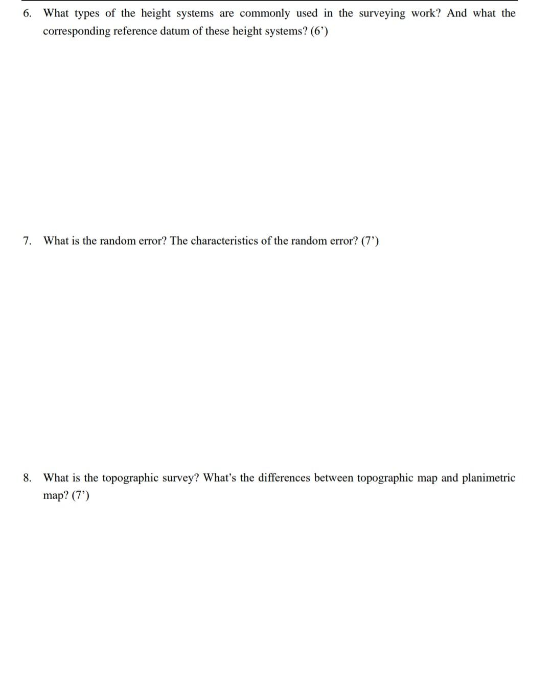 6 What Types Of The Height Systems Are Commonly Used In The Surveying Work And What The Corresponding Reference Datum 1