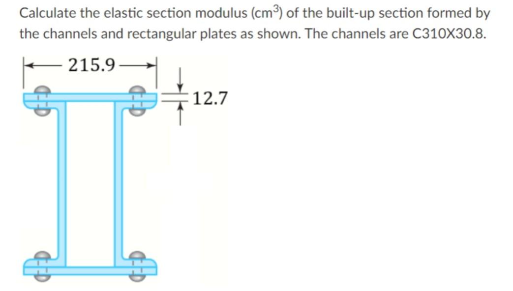 Calculate The Elastic Section Modulus Cm Of The Built Up Section Formed By The Channels And Rectangular Plates As Sho 1