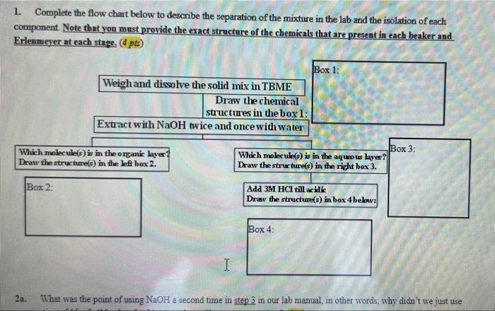 1 Complete The Flow Chart Below To Describe The Separation Of The Mixture In The Lab And The Isolation Of Each Componen 1