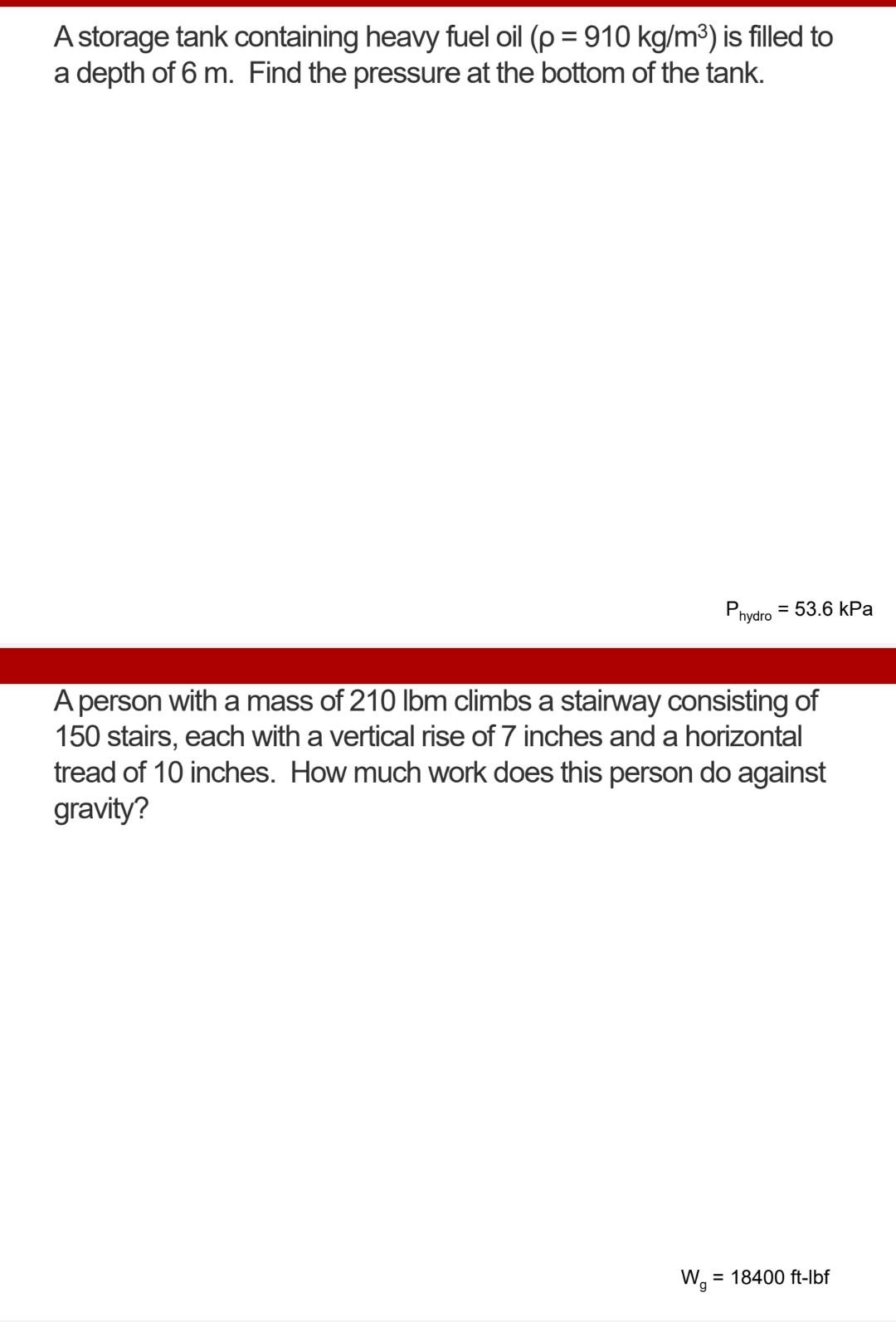A Storage Tank Containing Heavy Fuel Oil P 910 Kg M Is Filled To A Depth Of 6 M Find The Pressure At The Bottom Of 1