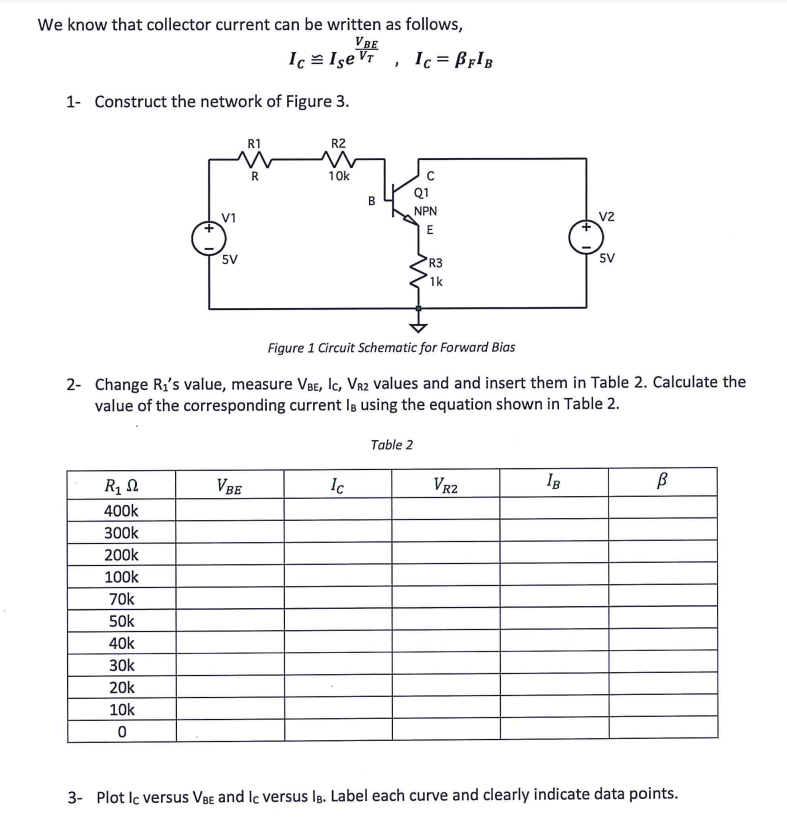 We Know That Collector Current Can Be Written As Follows Vbe Ic Ise Vt Ic Bplb 1 Construct The Network Of Figure 1