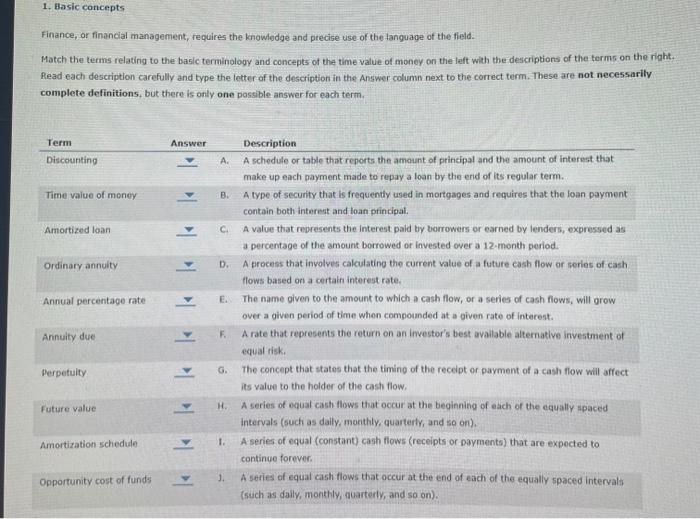 1 Basic Concepts Finance Or Financial Management Requires The Knowledge And Precise Use Of The Language Of The Field 1