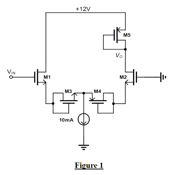 A Unique Kind Of Differential Amplifier Is Presented In Figure 1 Below Assume That The K Value And Vds Sat Of Mosfet Is 1