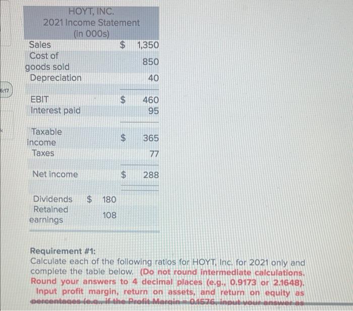 1 1 46 33 Book The Income Statement And Balance Sheet For Hoyt Inc Are Provided Below Note That The Reported Figures 2